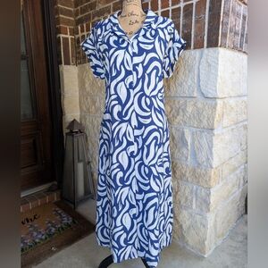 Mango Button-front Patterned V-Neck Midi Dress